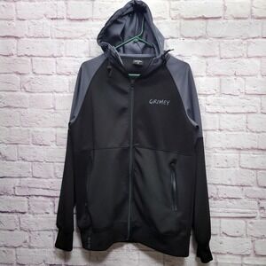 Grimey Full Zip Tech Hoodie Jacket M Black Gray Streetwear Urban Techwear Sport